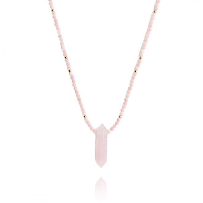 Růžový pozlacený náhrdelník