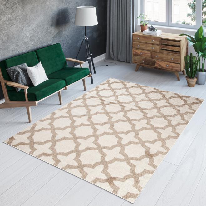 Moderní krémový koberec se vzorem