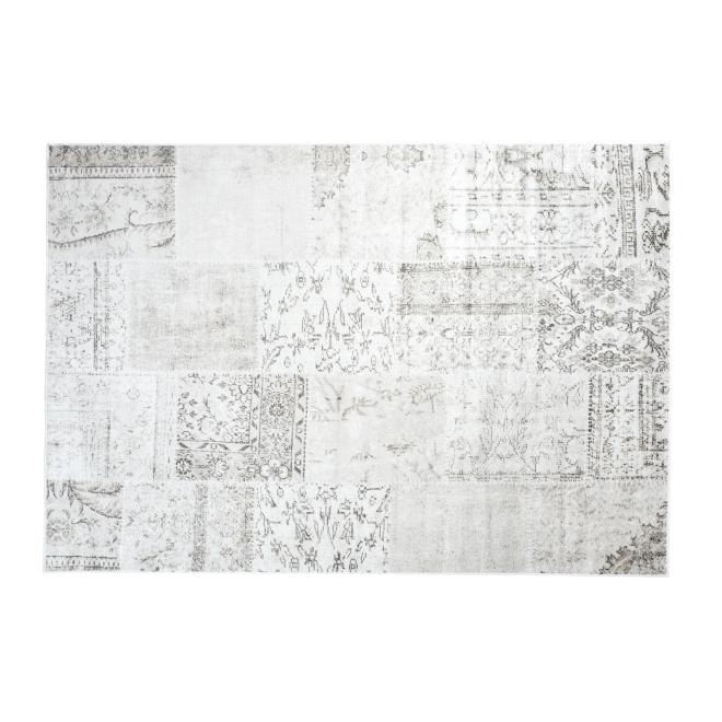 Krémovo-strieborný koberec so vzorom