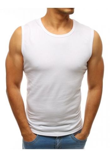 Pánské klasické tričko bez rukávů v bílé barvě