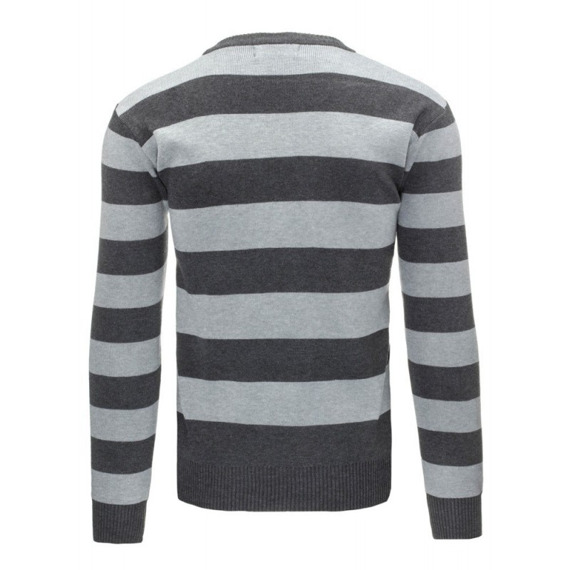 Pruhovaný pánský svetr v šedé barvě