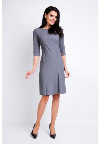 Šaty pro dámy v šedé barvě s 3/4 rukávem