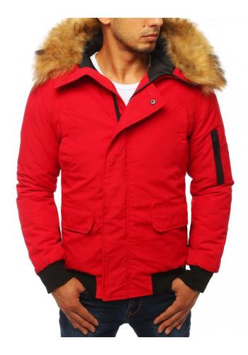 Pánské zimní bundy s kapucí v červené barvě