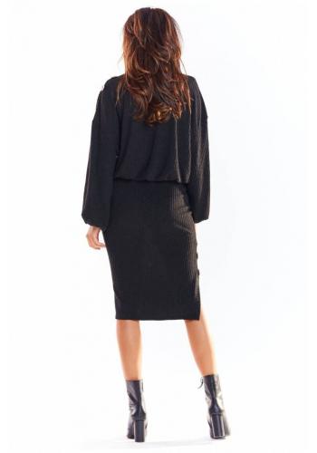 Černá tužková sukně s ozdobnými knoflíky pro dámy