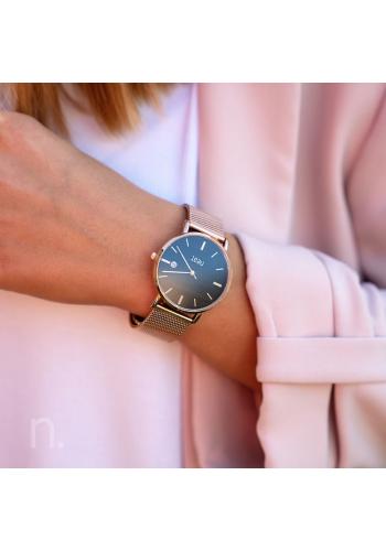 Zlato-šedé módní hodinky s kovovým řemínkem pro dámy
