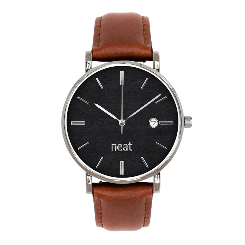 Pánské stylové hodinky s koženým páskem v hnědo-černé barvě