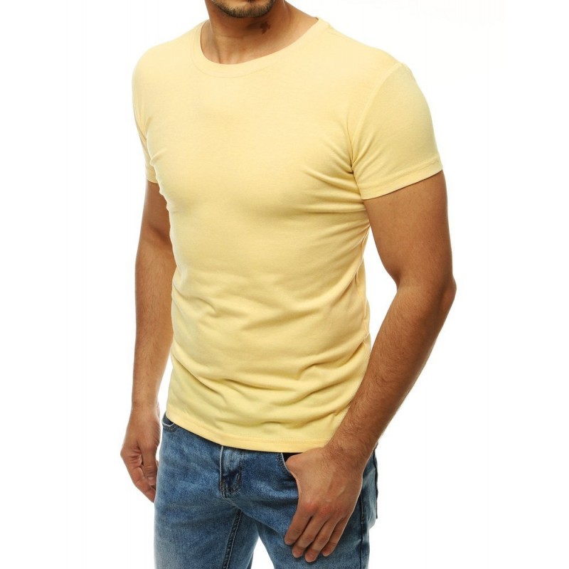 Klasické pánské tričko světle žluté barvy s krátkým rukávem