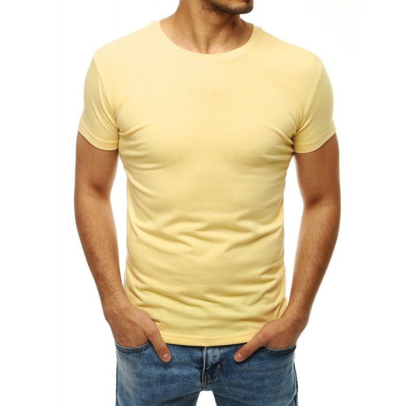 Klasické pánské tričko světle žluté barvy s krátkým rukávem