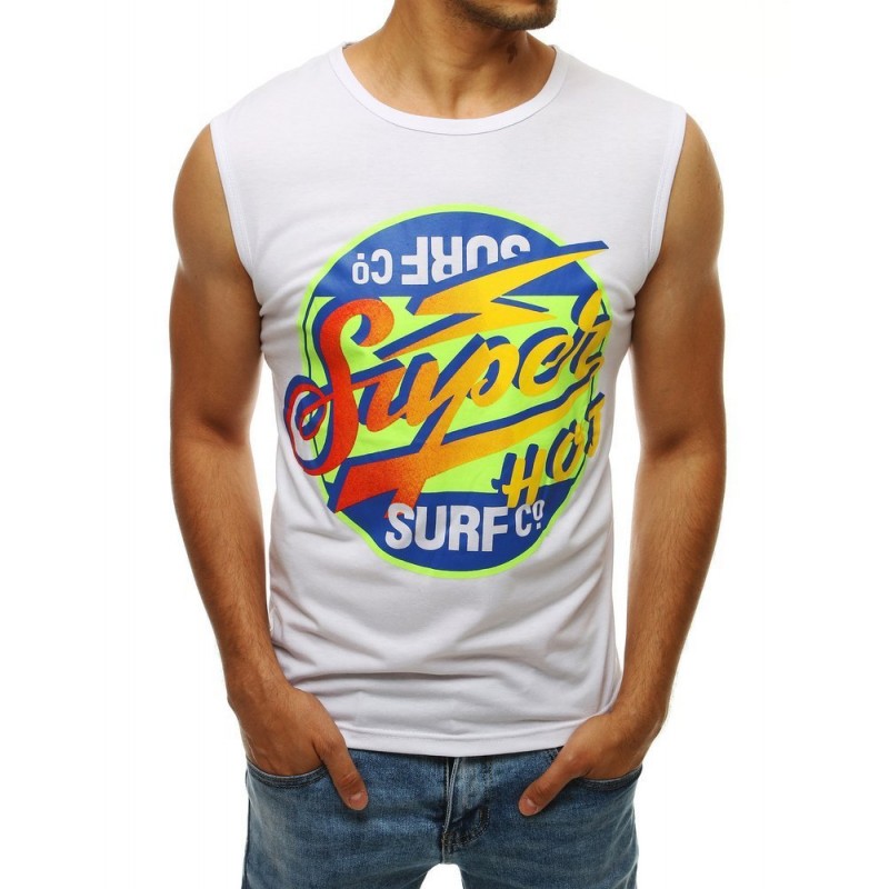 Pánské letní tričko s barevným potiskem v bílé barvě