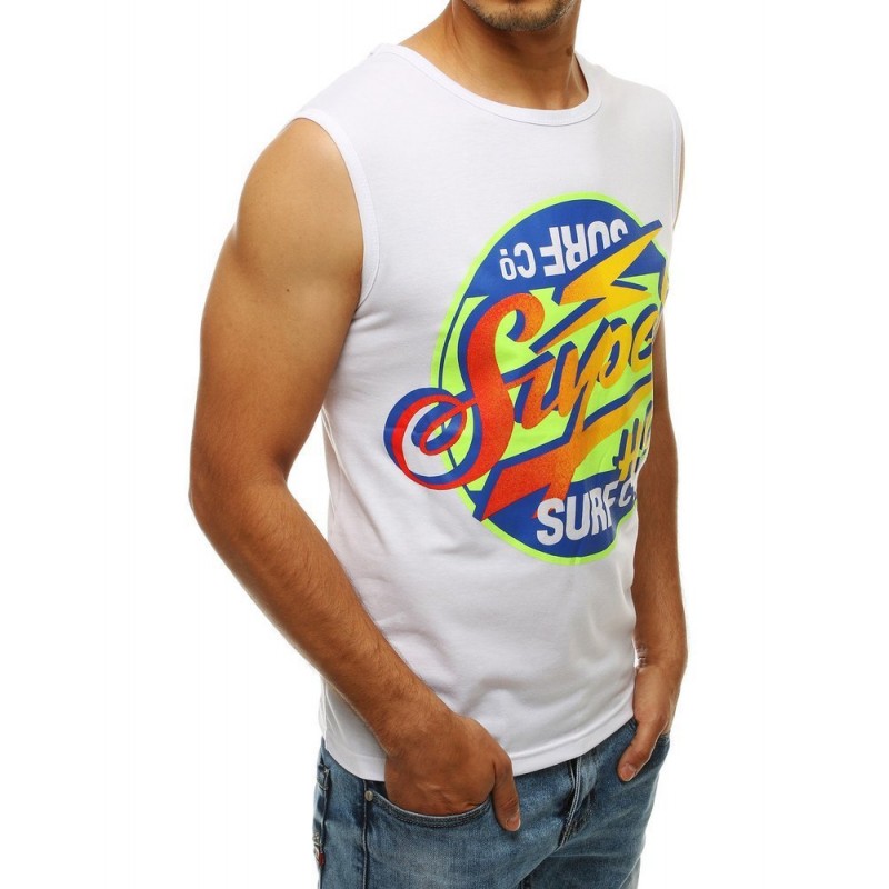 Pánské letní tričko s barevným potiskem v bílé barvě