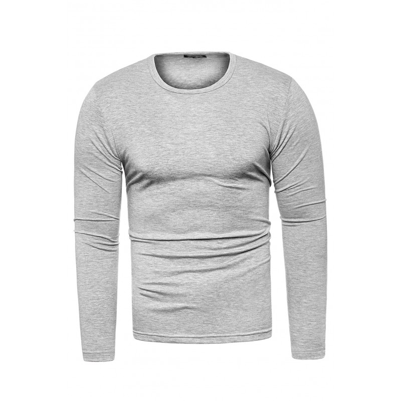 Pánské klasické trička s dlouhým rukávem v šedé barvě