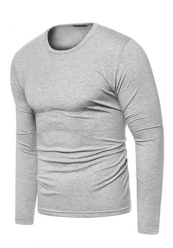 Pánské klasické trička s dlouhým rukávem v šedé barvě
