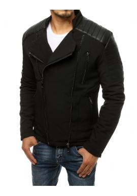 Pánská přechodná bunda s koženými vložkami v černé barvě