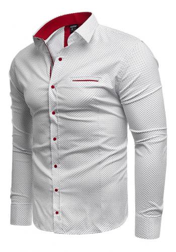 Vzorovaná pánská košile bílé barvy s dlouhým rukávem