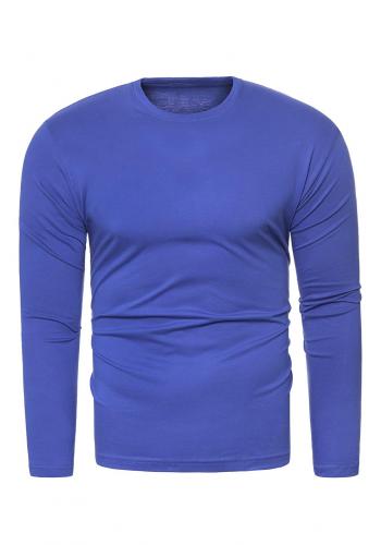 Pánské klasické tričko s dlouhým rukávem v modré barvě