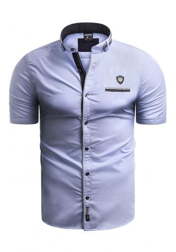 Pánské košile s krátkým rukávem v světle modré barvě ve slevě