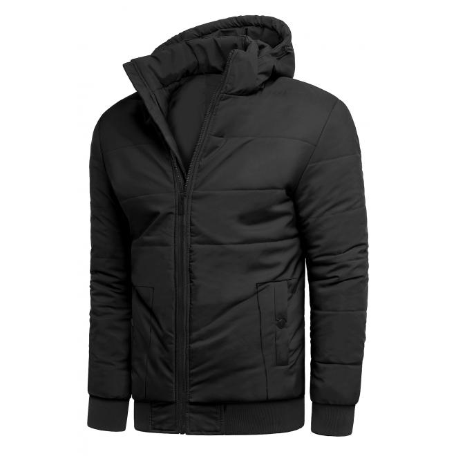 Zimní pánská bunda černé barvy s prošíváním