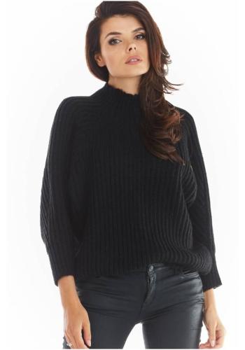 Černý volný svetr s polrolákem pro dámy