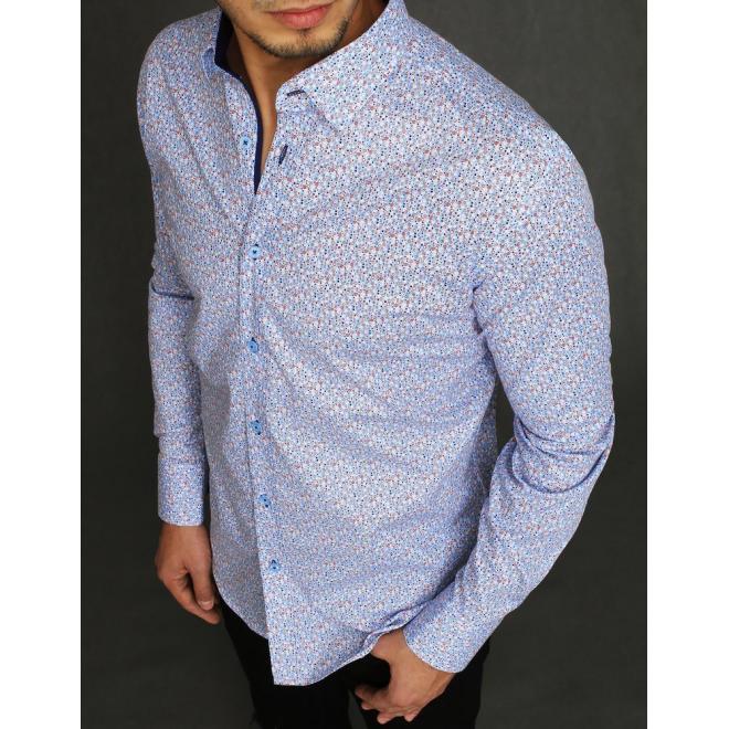 Vzorovaná pánská košile světle modré barvy s dlouhým rukávem
