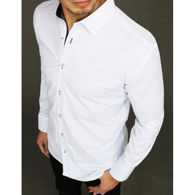 Bílá vzorovaná košile s dlouhým rukávem pro pány