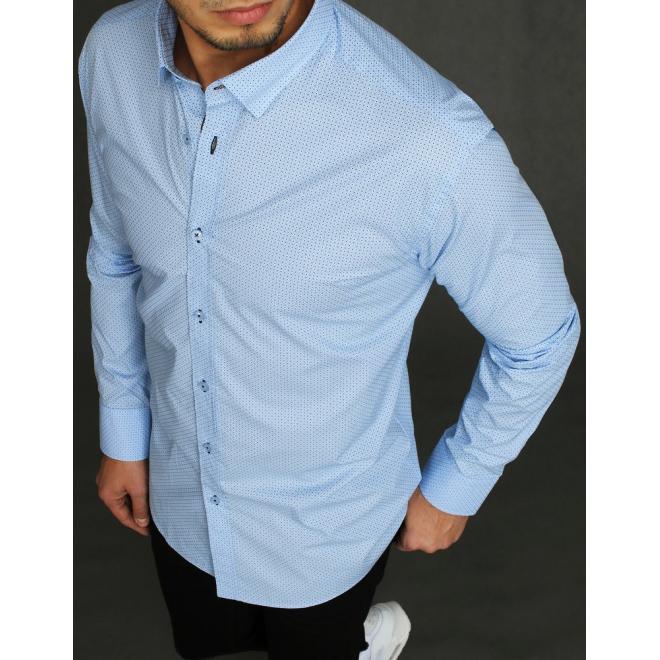 Pánská květovaná košile s dlouhým rukávem v světle modré barvě