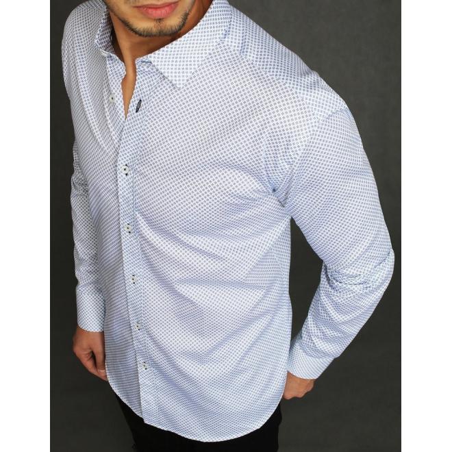 Pánské vzorované košile s dlouhým rukávem v bílé barvě
