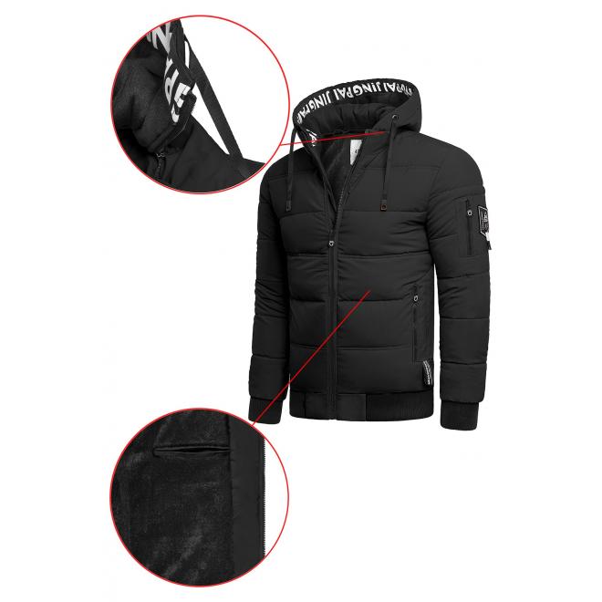 Pánská teplá bunda na zimu v černé barvě