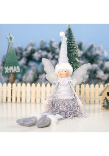 Šedý vánoční anděl s visícími nohama
