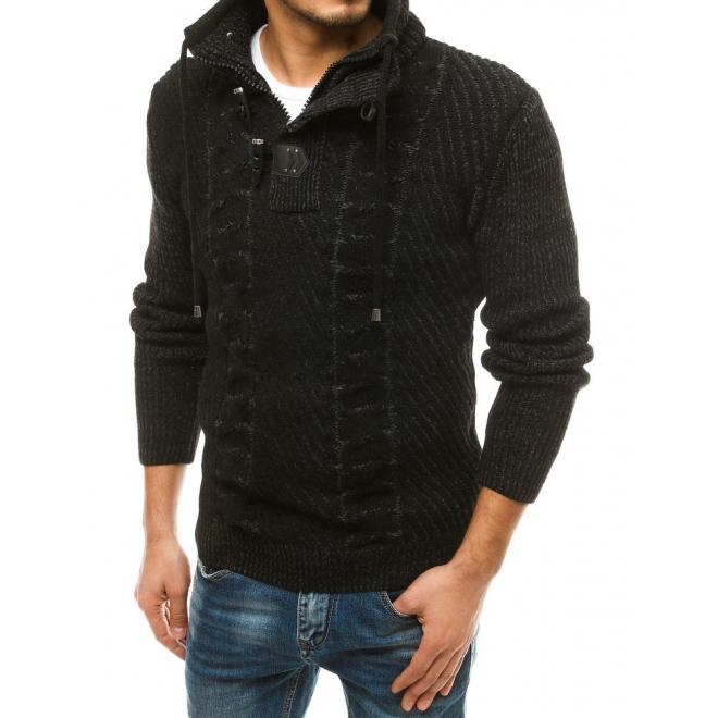 Černý vlněný svetr s vysokým límcem pro pány