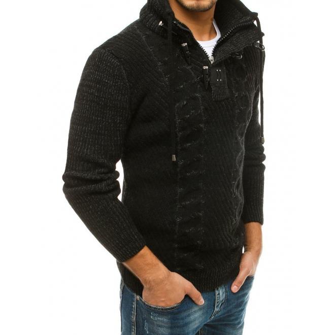 Černý vlněný svetr s vysokým límcem pro pány