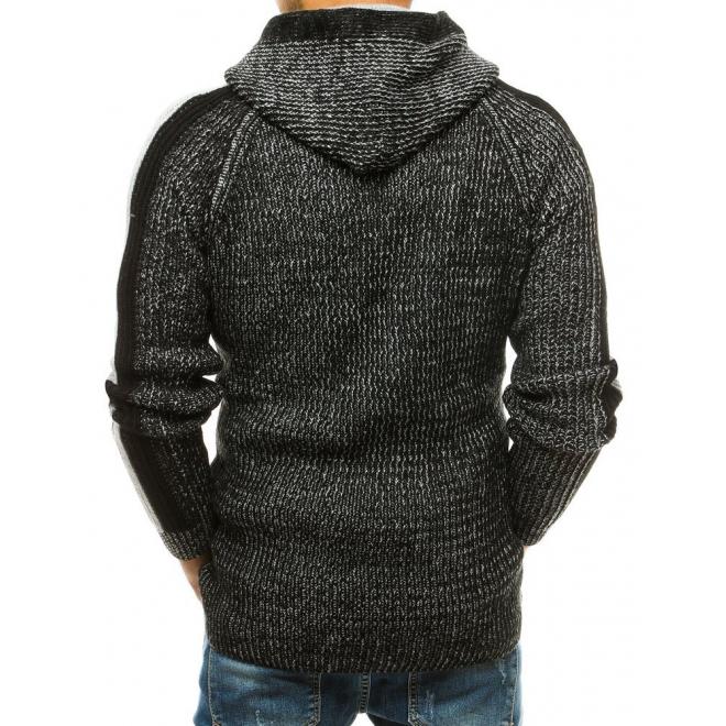 Černý vlněný svetr s kapucí pro pány