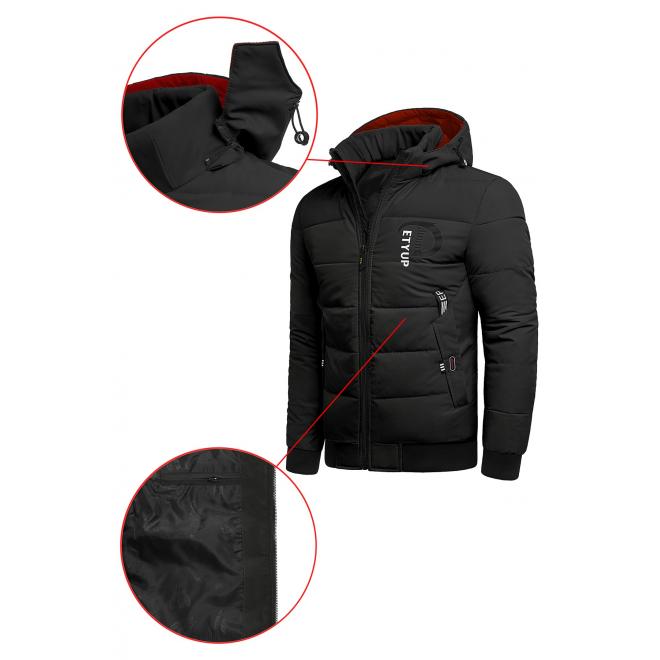 Černá zimní bunda s odepínací kapucí pro pány
