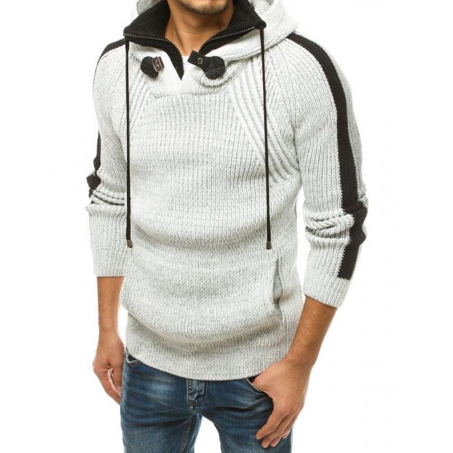Pánský vlněný svetr s kapucí v barvě ecru