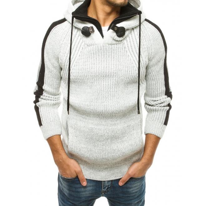 Pánský vlněný svetr s kapucí v barvě ecru