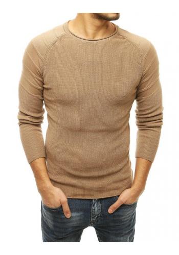 Béžový módní svetr s kulatým výstřihem pro pány
