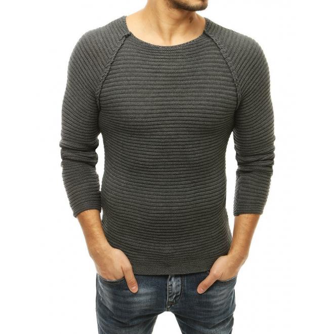 Tmavě šedý stylový svetr s kulatým výstřihem pro pány