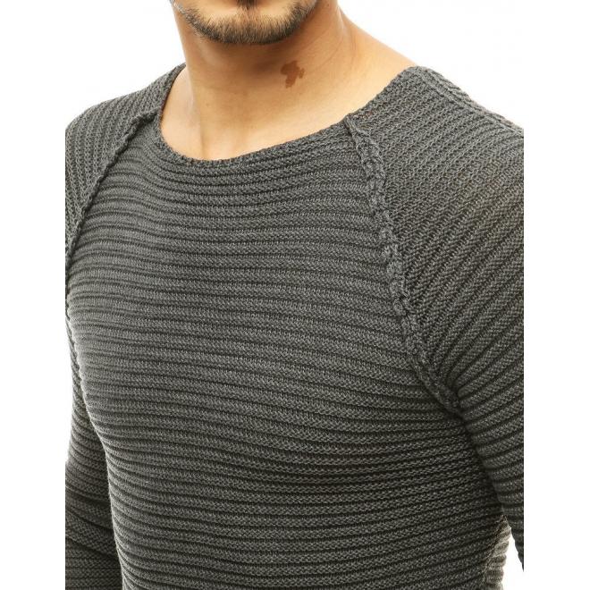 Tmavě šedý stylový svetr s kulatým výstřihem pro pány
