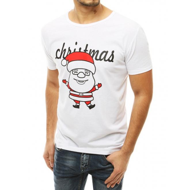 Pánské klasické trička s vánočním motivem v bílé barvě