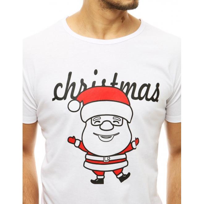 Pánské klasické trička s vánočním motivem v bílé barvě