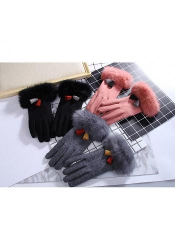 Dámské elegantní rukavice s kožešinou v černé barvě