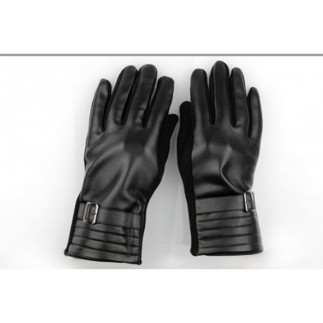 Černé elegantní rukavice z ekokůže pro pány