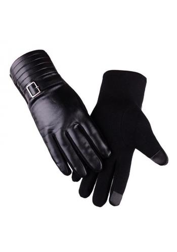 Černé elegantní rukavice z ekokůže pro pány