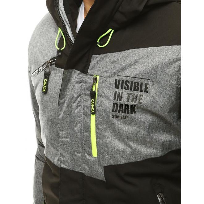 Pánská zimní bunda s reflexními prvky v černé barvě