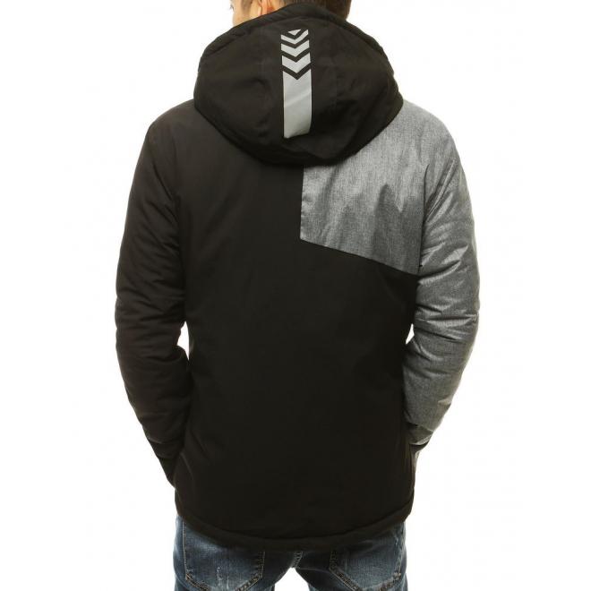 Pánská zimní bunda s reflexními prvky v černé barvě