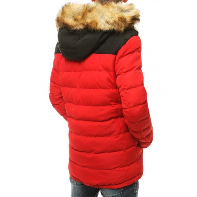 Pánská prošívaná bunda na zimu v červené barvě