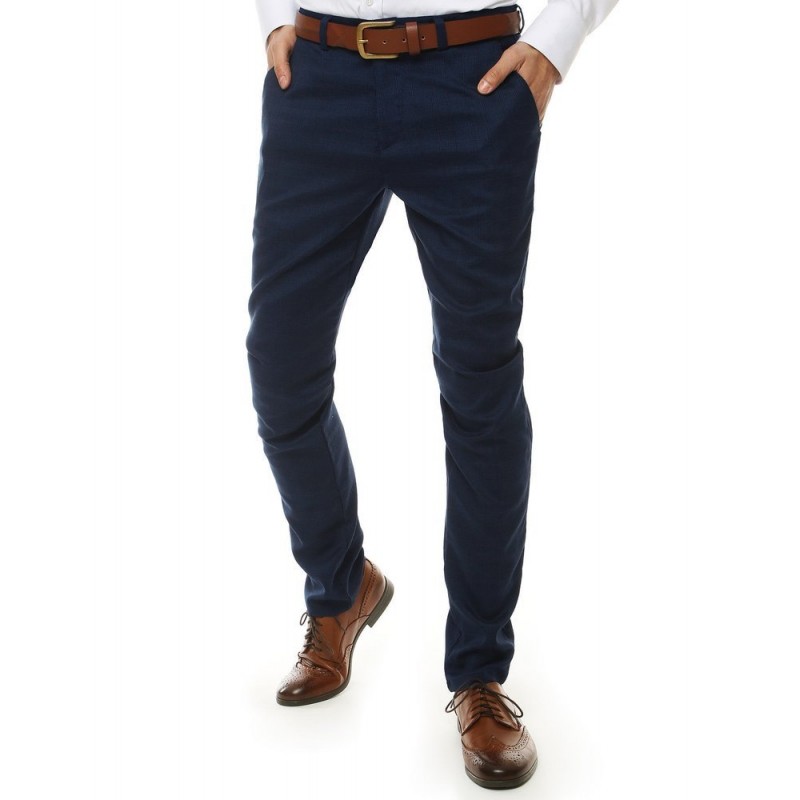 Tmavě modré elegantní kalhoty se vzorem pro pány