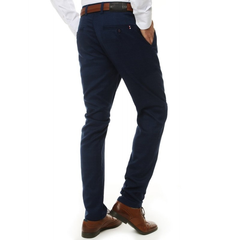 Tmavě modré elegantní kalhoty se vzorem pro pány