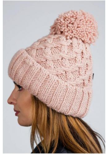 Růžová teplá čepice na zimu pro dámy