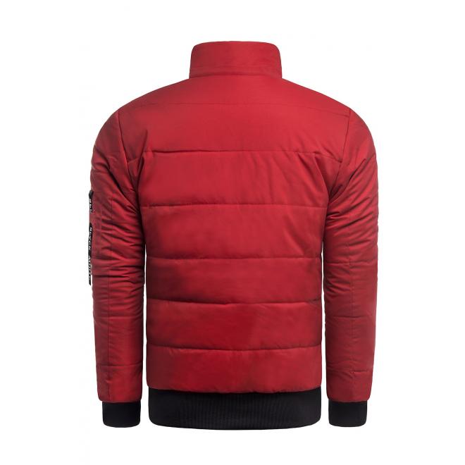 Pánská zimní bunda s prošíváním v červené barvě