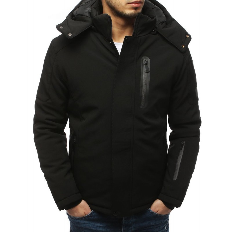 Pánská softshell bunda na zimu v černé barvě